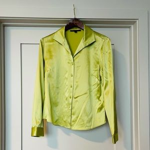 Lafayette citron green satin shirt